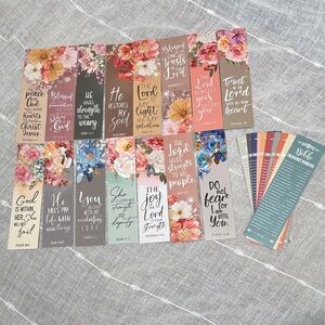 Bible Verse Bookmark Set of 25 w/ 10 Bible Emergency Numbers & 15 Verse Cards